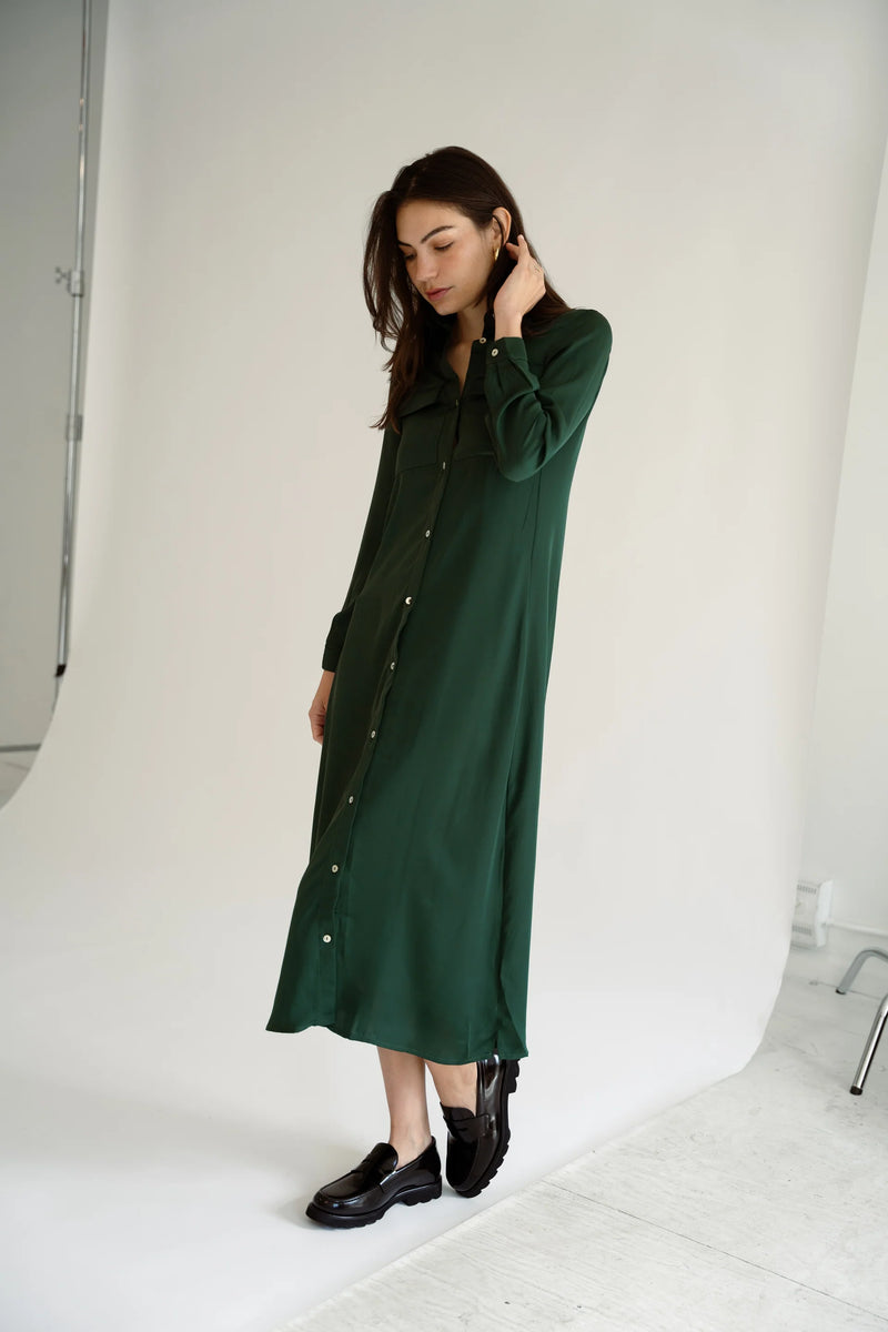 Satin Shirt Dress