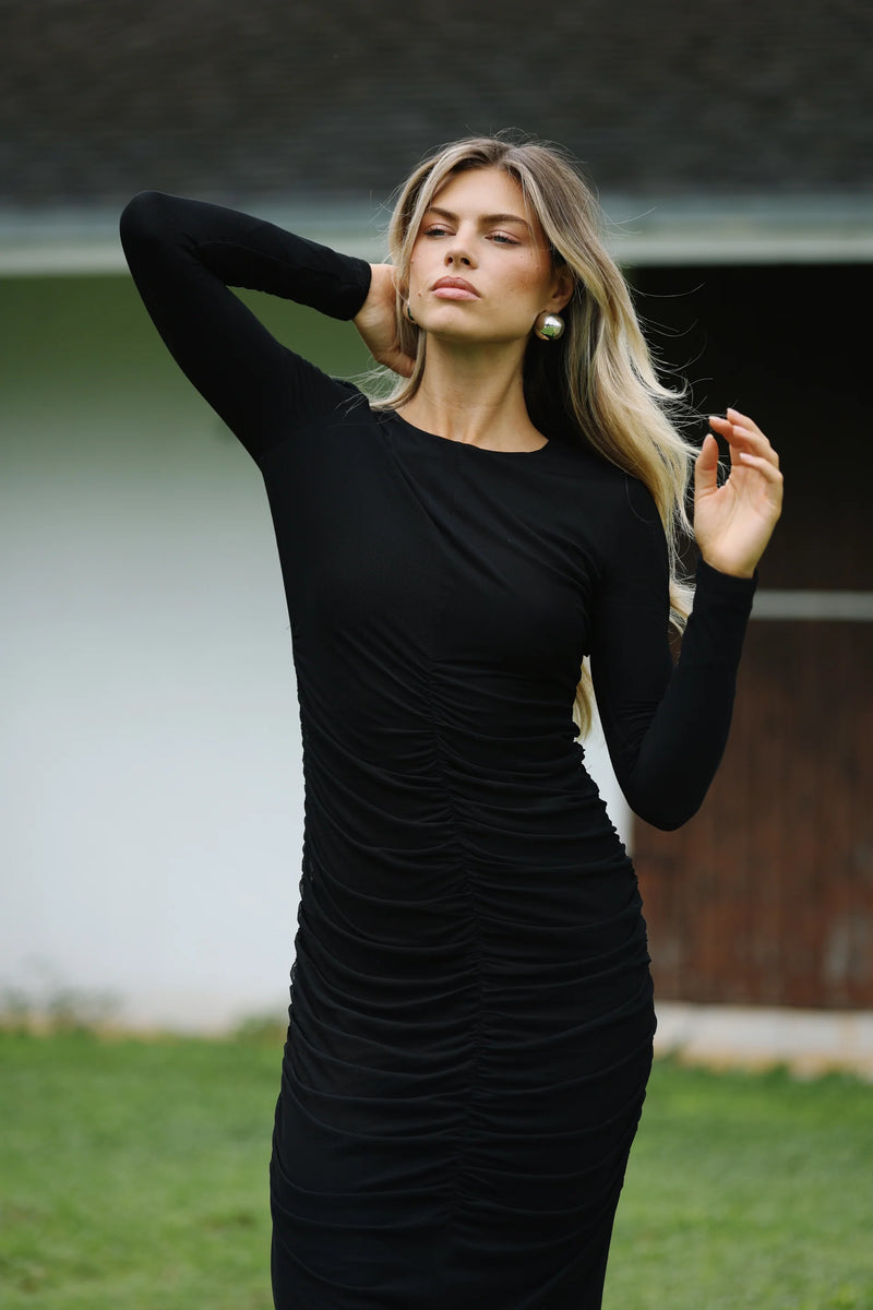 Black Ruched Center Dress