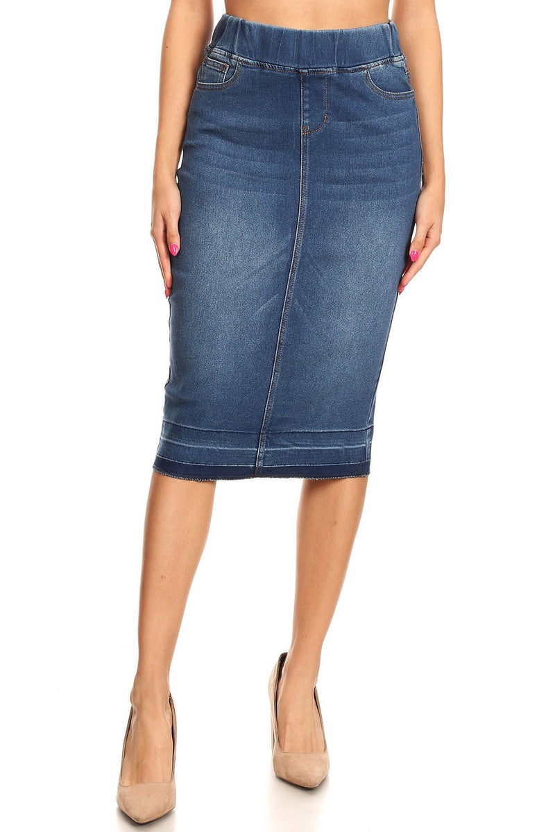 7557D Indigo Denim Skirt