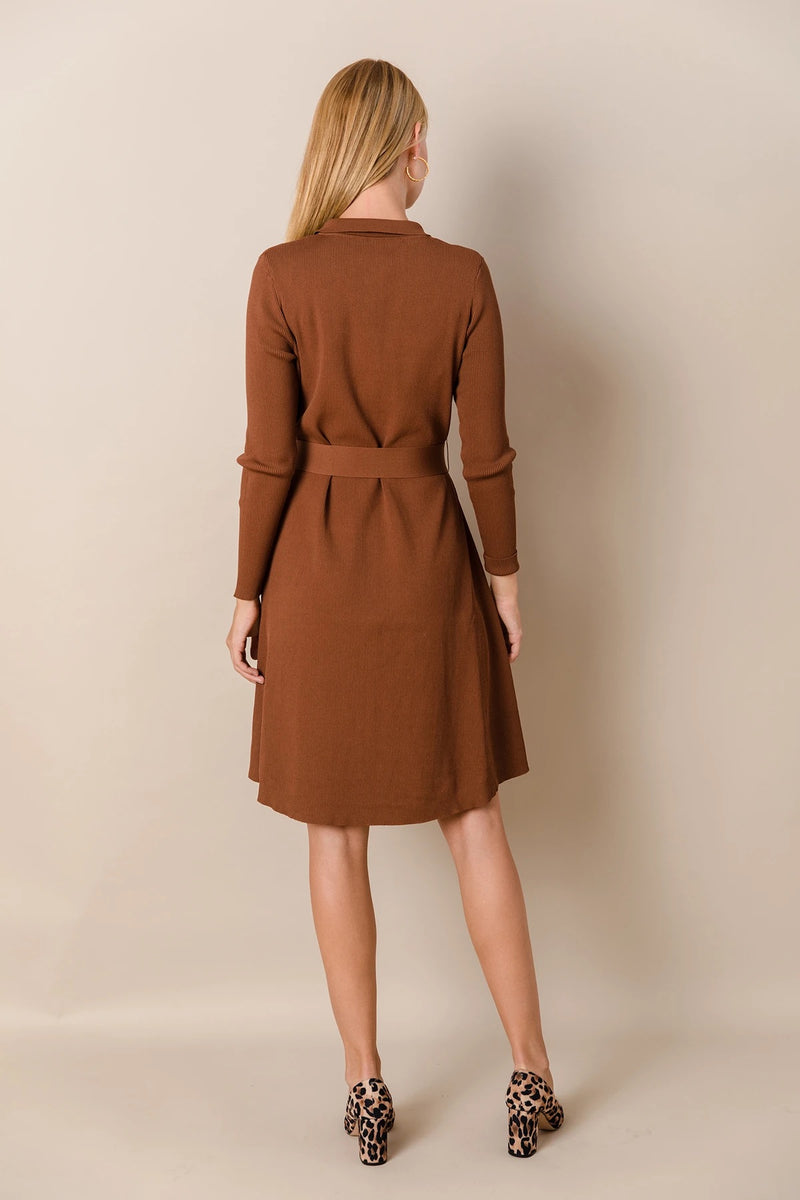 Knit Button Dress Caramel