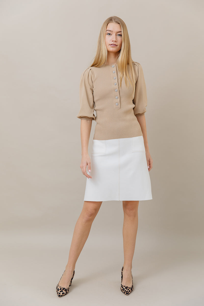 White Knit Aline Skirt