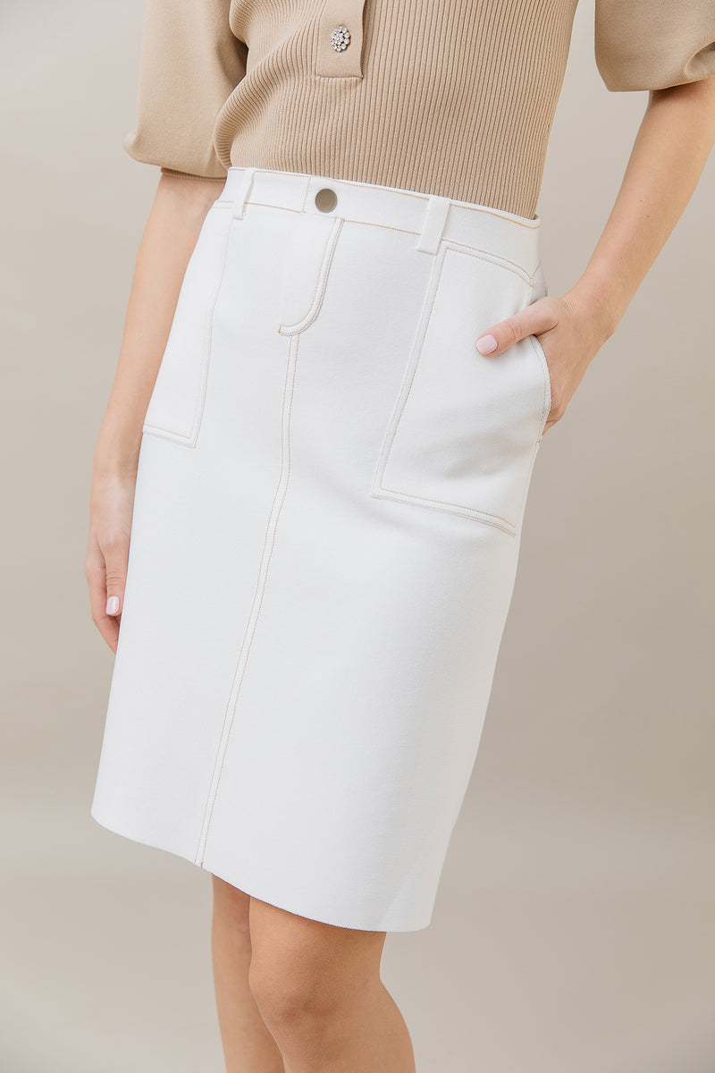 White Knit Aline Skirt