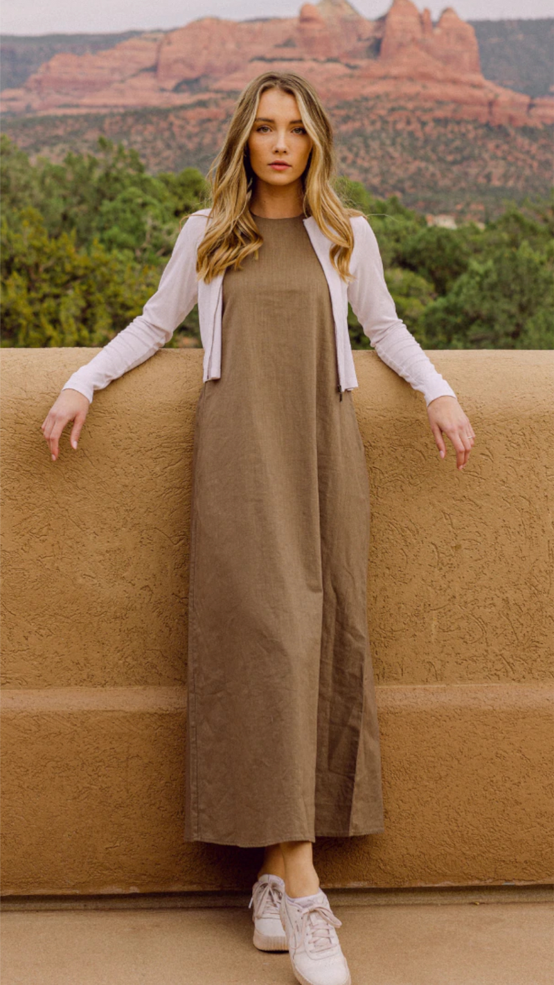 Point Linen Maxi Dress